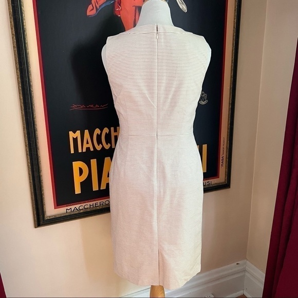 Talbots: NWT Red, Cream and Black Textured Horizontal Striped Dress Size 10 - Picture 4 of 13